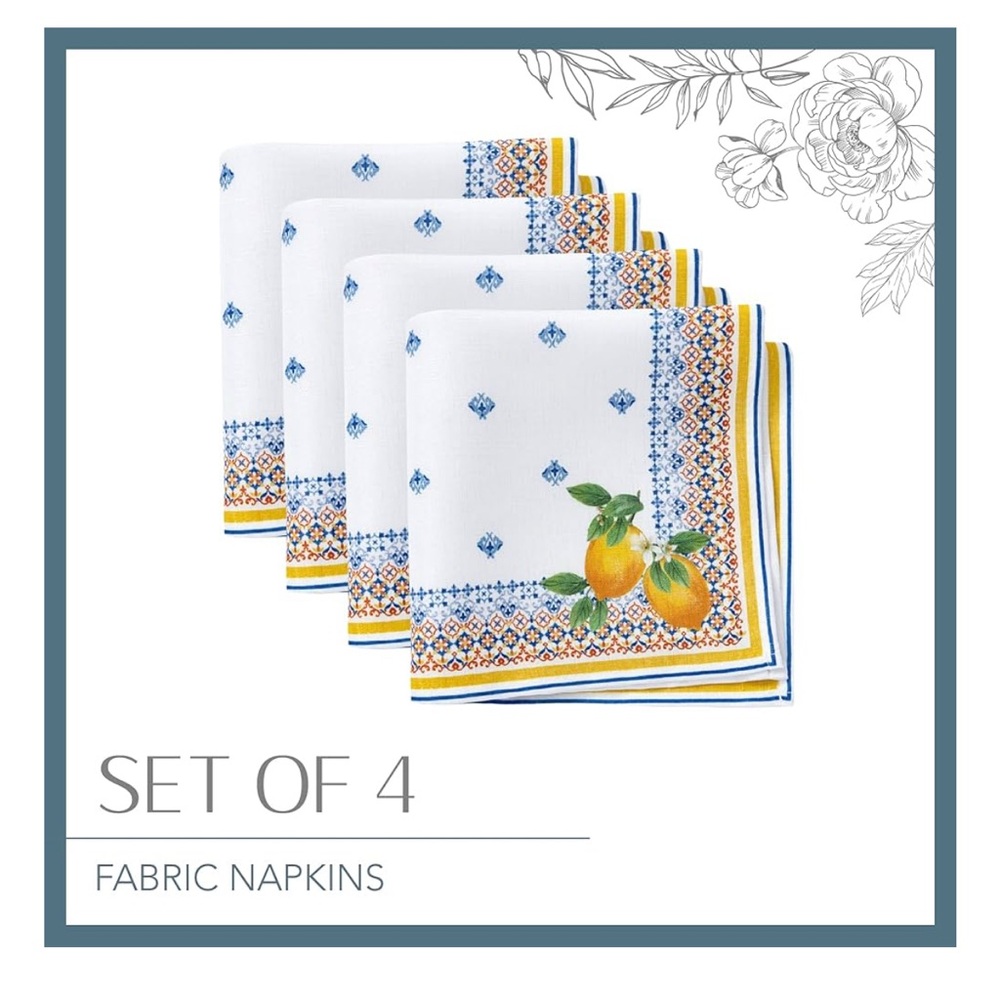 Elrene Home Fashions Capri Lemon 17" x (Set of 4) NWT!! 🍋 🍋 🍋 🍋 🍽️